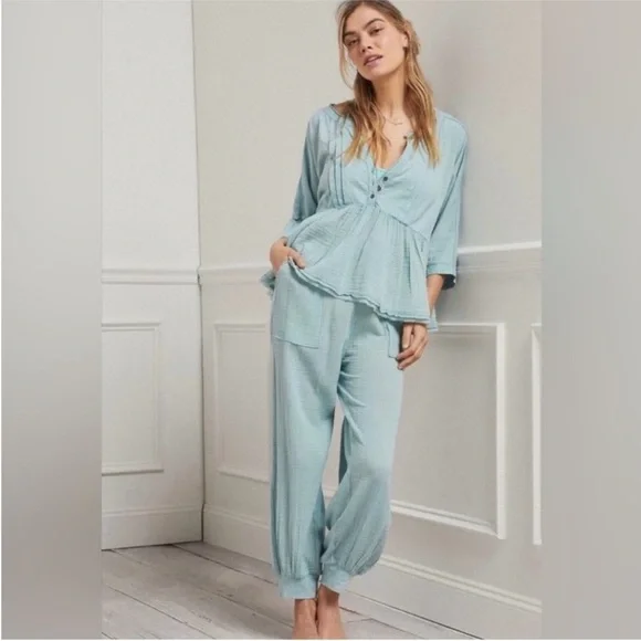 Anthropologie Beverly Cotton Gauze Pajama Swing Top New Lounge Boho Bohemian XS - Picture 4 of 7